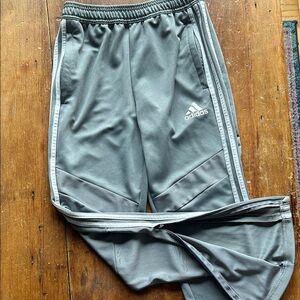 Adidas Aeroready Track Pants Youth XL Gray Zip Ankle Fits Women’s XS/S